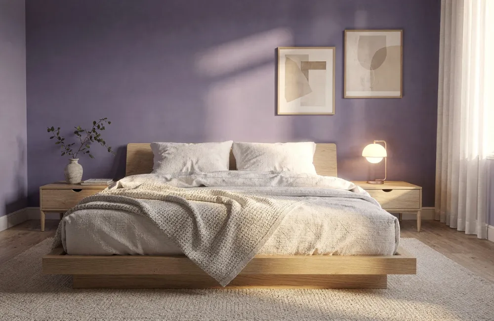 chambre violette decoration mur